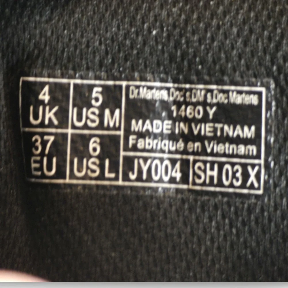 Dr. Martens 1460 Y White Leather Boots Youth Size 5 Women 6 Side Zip‎ Combat Doc